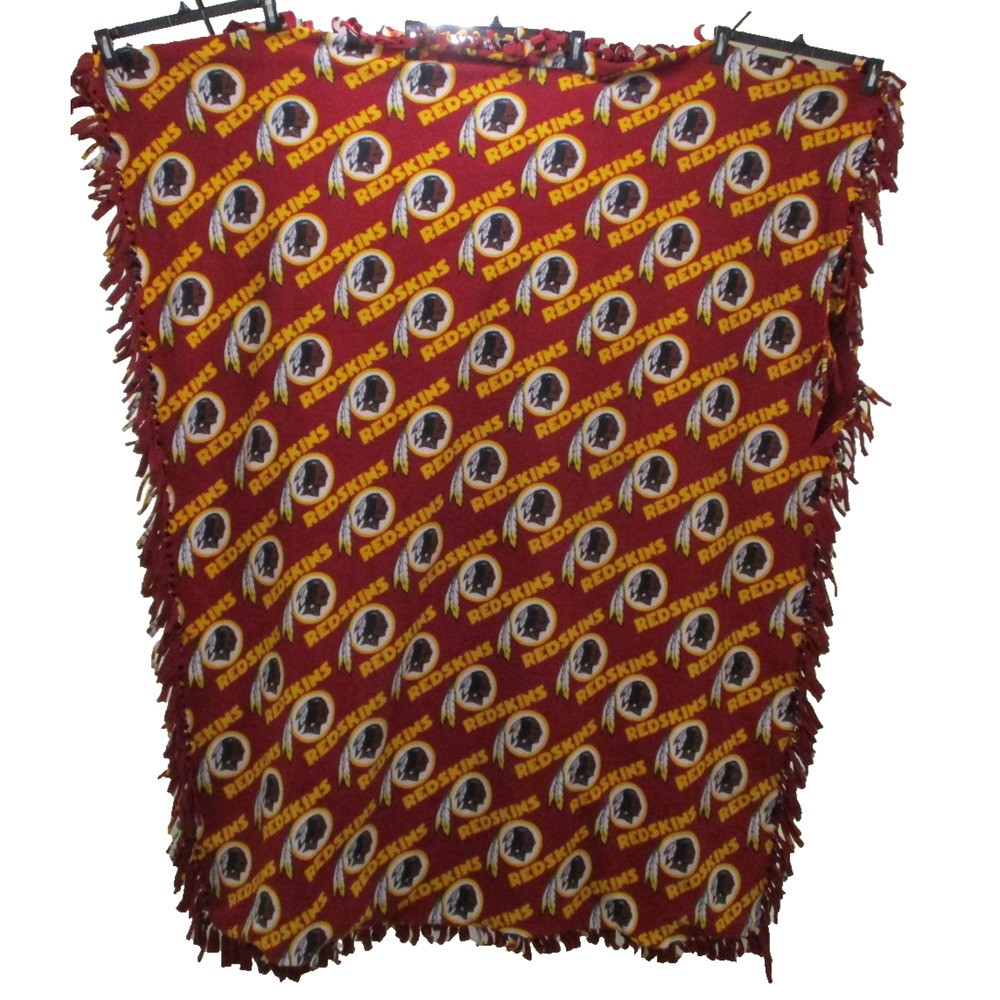 Washington 'skins Blanket One Size Red NFL Football Fleece Fringe Throw
